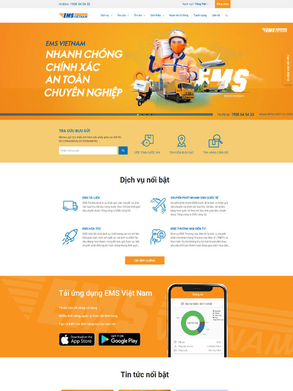 Thành phần chính trong Module thiết kế Website Chuyển phát nhanh 