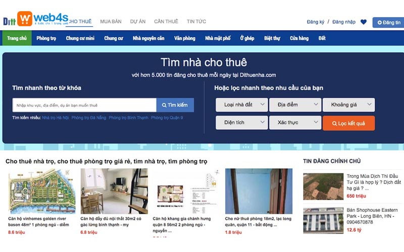 Cấu trúc thiết kế website cho thuê phòng trọ