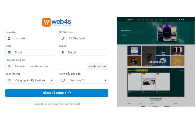 Vì sao nên chọn Web4s là đơn vị thiết kế website điện thoại