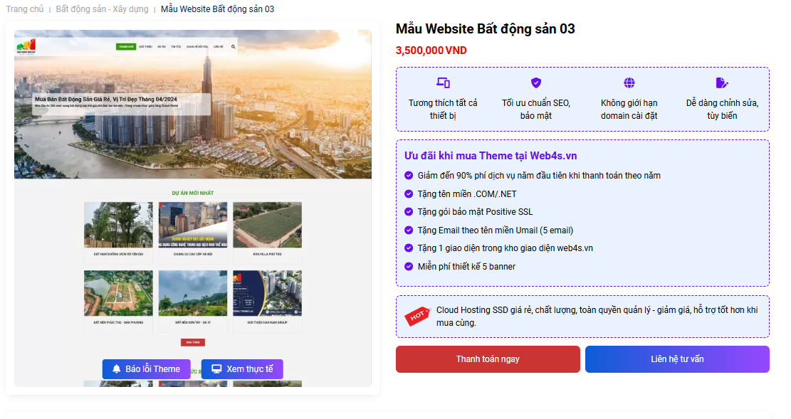 thiết kế website bất động sản