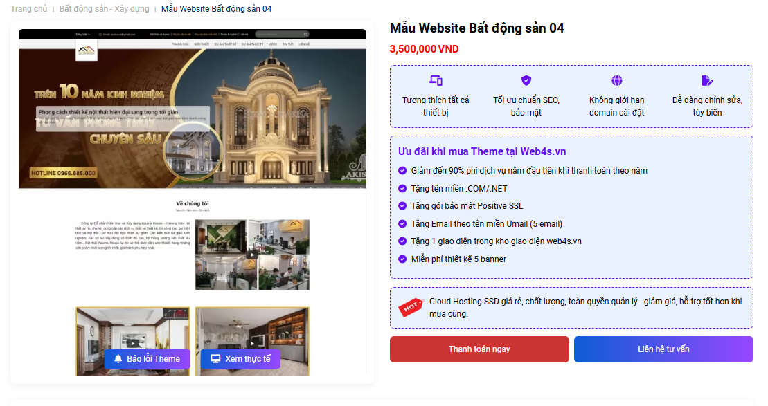 thiết kế website bất động sản